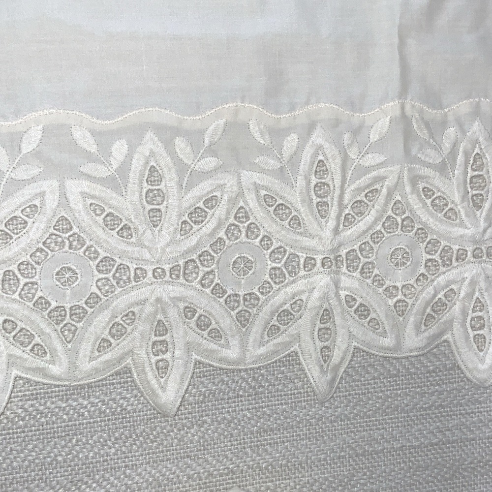 Vintage Cream Window Valance Battenberg Lace Trim 79x12